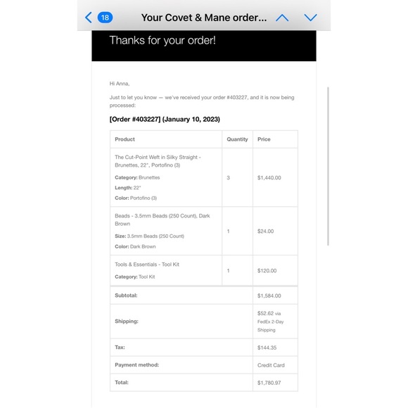 Covet & Mane Hair Extensions 22” Clip In in Portofino - Picture 4 of 4